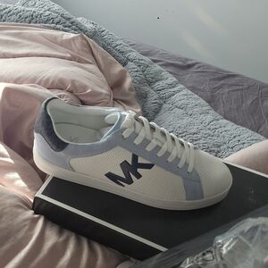Michael Kors Men's White and Light Blue Sneakers